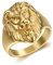 BOBIJOO Jewelry - Kleiner Siegelring, Löwenkopf, Herren, Damen, Kinder, Stahl, vergoldet, Legierter Stahl