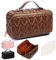 Yokilly Kosmetiktasche Reisetasche Kulturtasche Damen: PU Kunstleder Make Up Tasche Rosa Kosmetik Organizer - Groß Reisetaschen Wasserdichter Reise Schminktasche (Braun)