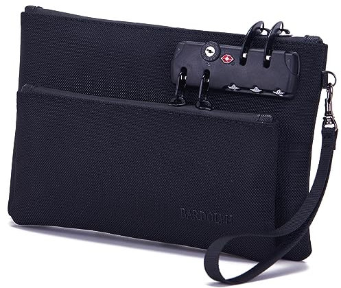 BARDOLPH Doppelschichtige Geldtasche mit Schloss – Zubehörtasche für Männer und Frauen, Bank, Reisepässe, Notarbedarf, wertvolle Aufbewahrung, Bargeld mit Reißverschluss