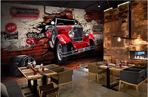 Tapete 3D Wandbild Vintage Ziegelmauer Dirt Bike Fototapete 3D Effekt Vliestapete Wohnzimmer Schlafzimmer Wanddeko