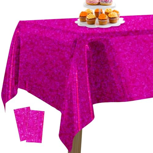PartyWoo Folientischdecke Magenta, 2 STÜCK Irisierende Tischdecke mit Punkten, 137 x 274 cm/ 54 x 108 Zoll Rechteckige Tischdecke Abwaschbar für 6 bis 8 Fuß Tisch, Tischdecke für Geburtstag, Hochzeit