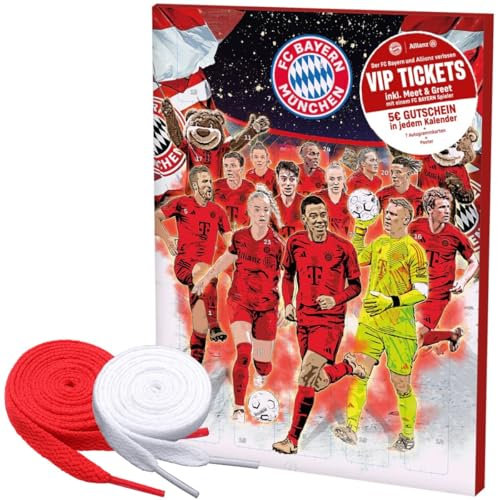 FCB Comic Kalender Weihnachtskalender Adventskalender mit tollen Gewinngutschein + 2 Paar Fan-Schnürsenkel