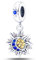 NUJIFFY 925 Silber Charms Anhänger, Blau Mond Sternen Sonne Kreuz Herz Feder Jungfrau Maria Boho Bead Juwelen für Armband Bracelet Niedlich Damen Erwachsene Friend Schwester Sister Geburtstag Geschenk