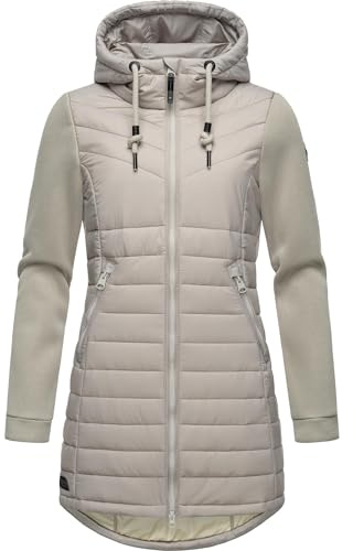 Ragwear Damen Übergangsjacke leichte lang Steppjacke mit weichen Ärmeln und Kapuze Sandrra Long XS-6XL