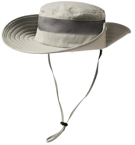 TOP-EX Sonnenhut für Damen und Herren UPF 50 - Breitkrempe, wasserdicht, atmungsaktiv und verstellbar für Sommer, Angeln, Wandern, Safari - Leichter und klein verpackbarer Outdoor-Hut Hellgrau M/L