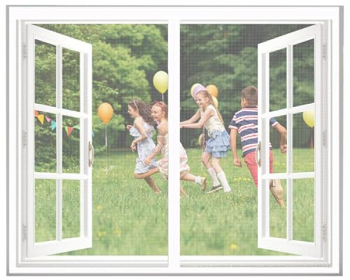 Zanzariera Magnetica Porta Finestra 80x140cm, Insetti Zanzariera, Easy to Install per Tutte Le Taglie Finestra o Porte, Bianco