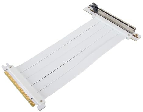 PCIe 4.0 X16 Riser Kabel, 128 Gbit/s Übertragungsrate, Abschirmung Elektromagnetischer Störungen mit 90 Grad Steckplatz, Kompatibel mit GPUs der RTX 40- und RX 7000 Serie (White)