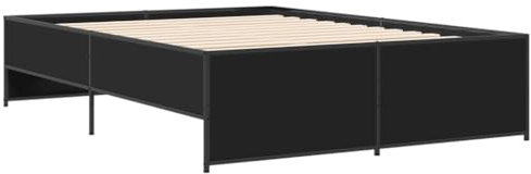 QJBSAVVA Marshmallow Bed Frame Betten Schlafzimmer Komplett Bodenbett - Bettgestell Schwarz 140x190 cm Holzwerkstoff und Metall für Gästezimmer Schlafzimmer Außenbereich Loft