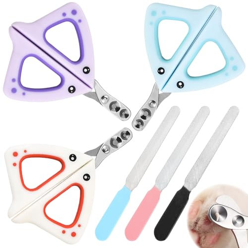 GmwyCzV 3 Piezas Cortauñas para Perro y Gato, Cortauñas Gato Profesional Fabricado en Acero Inoxidabl, Tijeras Gatos Uñas con 3 Lima Uñas, para Mascotas Perros, Gatos, Conejas y Veterinaria