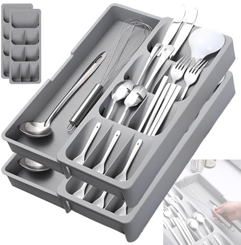 VIDETOL Besteckkasten für Schubladen, Besteck Organizer, Besteck Organizer Schublade, Besteckhalter Utensilienhalter für Löffel, Messer Gabel und Besteck