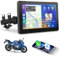 Podofo Pantalla Carplay inalámbrica 7 pulgadas para motocicleta CarPlay portátil y Android Auto para motocicleta,pantalla táctil impermeable con doble Bluetooth,navegación en motor/12V