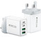 USB C Plug 40W, 2-Pack Multi USB Plug UK Fast Charger Plug Dual USBC Power Adapter+QC Multiport Wall Plug Double Type C Charging Plug for iPhone 16 15 14 13 12 11 Pro Max Plus,iPad,Samsung