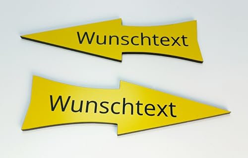Pfeil Schild mit eigenem Text - Wunschtext Wegweiser - Verschiedene Größen - Wetterfest - Pfeilwegweiser (Gelb)