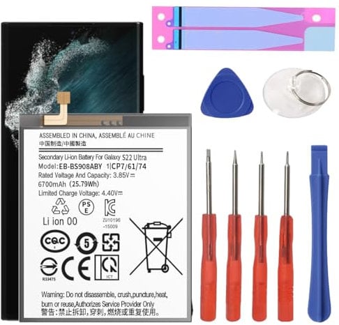 Galaxy S22 Ultra Battery, Upgrade EB-BS908ABY Li-Ion Replacement Battery with High Capacity for Samsung Galaxy S22 Ultra 5G SM-S908U
