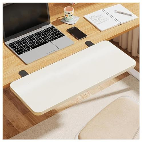 XYUERU Keyboard shelf made of wood, desk extension, foldable, no drilling, desk table extension, desk extension, table extension, keyboard shelf(White,50x20cm)