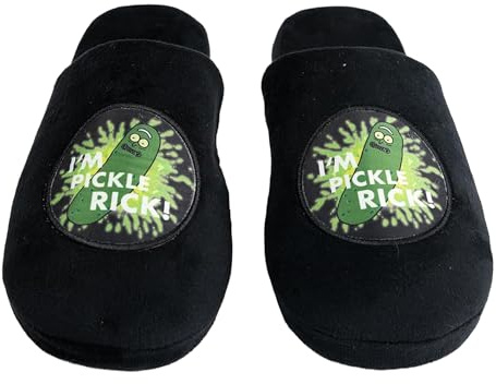 United Labels Rick and Morty Hausschuhe für Herren und Damen, I´m Pickle Rick!, Schwarz, Pantoffeln mit Anti Rutsch Sohle, Slipper