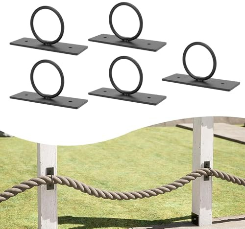 5 Stück Dekorative Seilstützen-Halter, Seilstützen-Halter, Drop-Halterungen für Hanfseile, 304 Edelstahl, Wandhalterung, Deckenhaken Zum Aufhängen von Pflanzen, Schwarz