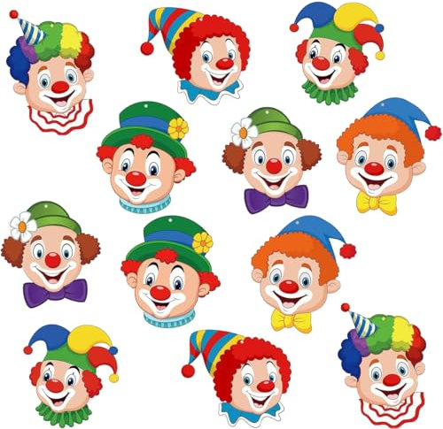 Clown Girlande Karneval, 12 Stück Clown Spiralen Bunt Dekoration Luftschlangen, Clown Hängende Wirbel, Deckenhänger für Fasching, Partys, Faschingsdeko