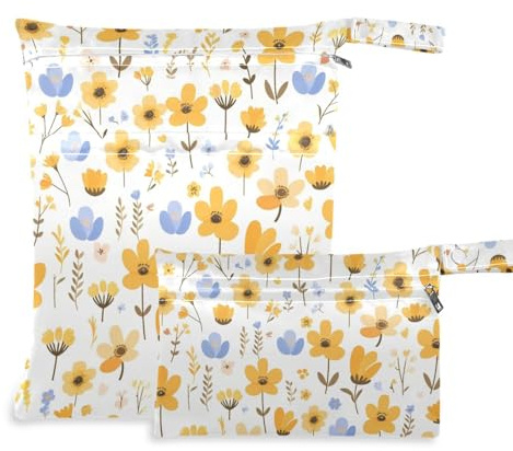 EtherSpher Little Fresh Flower Bloom wiederverwendbare Badeanzug-Tasche, 2 Stück, Reiseutensilien zum Fliegen, mit Griffen zum Baden, Strand