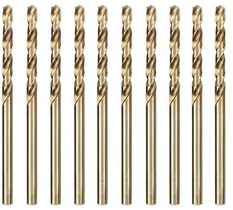 luwiscook HSS 5% Cobalt Jobber Drill Bit Set, 3mm 10pcs M35 Twist Drill Bits, 135° for Stainless Steel, Hard Metals, Cast Iron, Aluminium and Copper, Stored in A Plastic Box