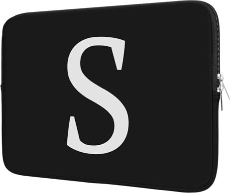 BAAGOAZ 15-16 Inch Laptop Sleeve Personalized Initial Gift Bag, Slim Lightweight Case for 15/16 Inch Macbook, Fits Some 15.6 Chromebook PC Notebook, Black-Letter S