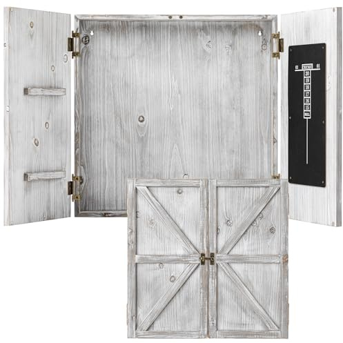 Colingmill Dartscheiben-Schrank im Scheunen-Stil, nur 61 cm, Barnwood Dartscheiben-Koffer, nur Schrank mit Türen, Anzeigetafel, zwei integrierte Dart-Halter, Dartscheibe nicht im Lieferumfang