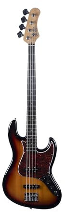 EKO GUITARS - Bajo eléctrico JB-100, 4 cuerdas Short Scale, cuerpo de álamo, mango de arce, teclado de Laurel, pastilla tipo Jazz, color Sunburst