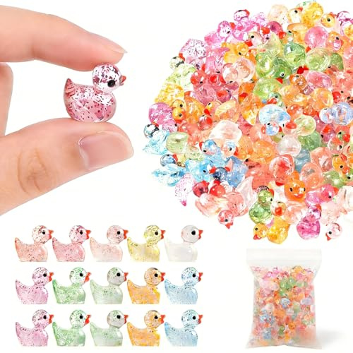 Pack of 60 Mini Ducks Resin Yellow Small Ducks and Figures Miniature Ducks for Decoration Miniature Garden Landscape Gardens, Bonsai, Hidden Game, Fish Tanks and Aquariums