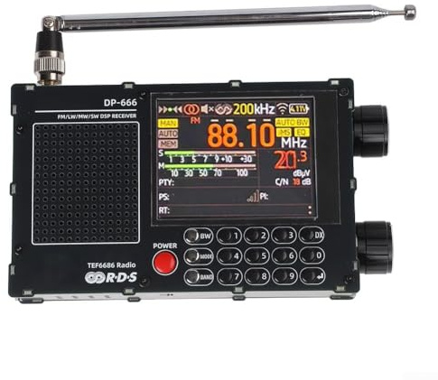 DP666 Vollband-Radio, tragbares Digitalradio mit TEF6686 Auto-Chip, FM AM LW SW Empfänger, RDS, 7,1 cm Touchscreen (schwarz)