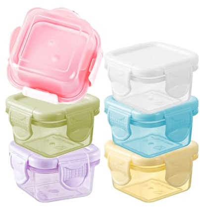 Guyakysk 6 Pack 60 ml Mini Salad Dressing Container to Go for Lunch Boxes, Reusable Small food Snack Storage Container with Lids, Leakproof Portable Condiment Dipping Sauce Cups
