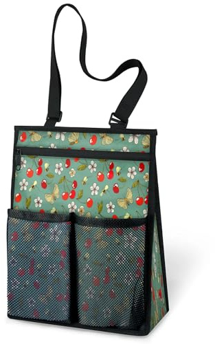 Sommer-Kirschblumen-Duschtasche, tragbar, niedliche Kirschfrucht-Tragetasche, Dusch-Caddy, Taschen, zum Aufhängen, Kulturbeutel, Organizer für Reisen, Fitnessstudio, Camping, Strand, Badezimmer