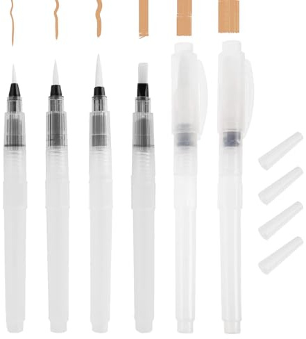 6 Pièces Pinceaux à Eau,Pinceau Aquarelle Reserve d'eau,Pinceau Reservoir Eau Stylo Aquarelle Reservoir, Nylon matériau Professionnels,pour la Peinture en Voyage,léger et Durable.