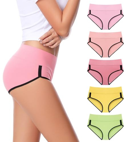 CAILECOTTON Cotton Underwear for Women High Waisted Ladies Pantie 5 Pack