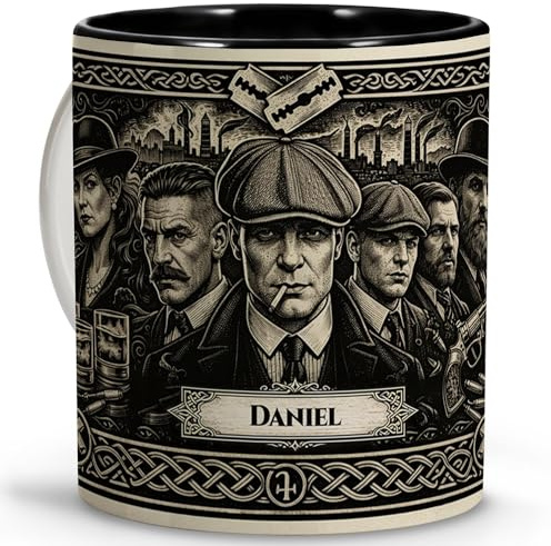 Personalisierte Tasse mit Name/Text. Personalisierte Geschenke für Fans. Verschiedene Innenarchitekturen und Farben. PEAKY