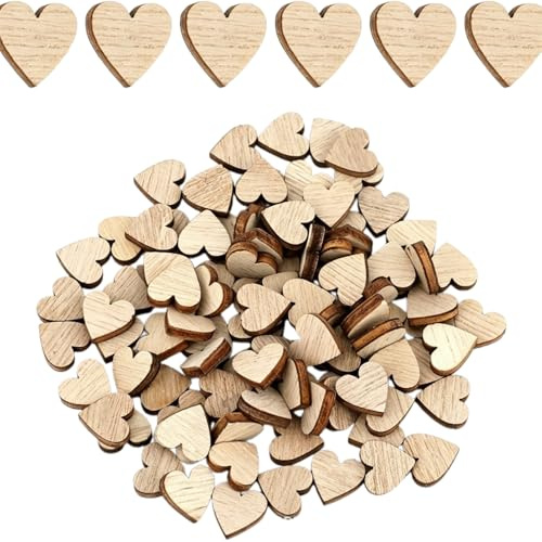 KEJOL 200 Stück Holzherzen Streudeko, Herzform Hochzeit Tischdeko für Basteln, Verlobung, Brautparty und Hochzeitsfeier Dekoration