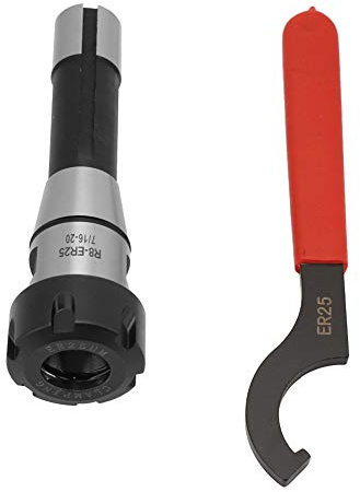 Professional Tooling Component for Secure Clamping and Machining Operations - R8 ER25 Spring Collet Chuck Holder and ER25 Hook Spanner Wrench Set for Milling Machines