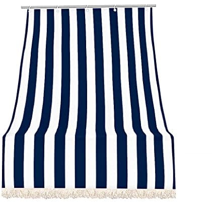 IlGruppone Tenda da Sole Tessuto Resistente per Esterno, Terrazzo, con Anelli Lavabile Frange Pizzo, da Balcone - Blu - 280x295 cm