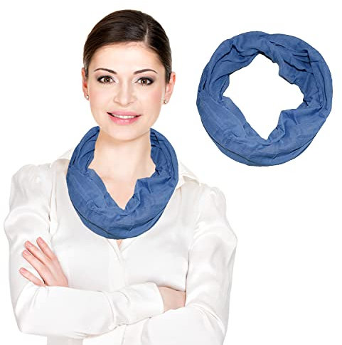 Damen Loop Schal herrlich weich für die anspruchsvolle Dame (blau), Blau, ca. 150 cm x 40cm