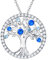 Agvana Sterling Silver Gold Sapphire Tree of Life Pendant Necklace Dainty Family Tree Necklace Jewelry Gifts for Women Teens Girls Mom Grandma Lover with Beautiful Jewelry Box, 16+2 Inch