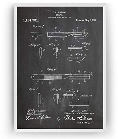 Magic Posters Scalpel 1916 Patent Print - Medical Office Surgeon Doctor Nurse Poster Giclee Art Wall Decor Vintage Blueprint Gift - Frame Not Included