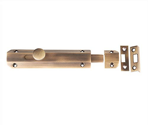 Jedo 150mm (6) Heavy Duty Sliding Surface Door Lock Bolt for Internal Latch Doors and External Doors and Windows (Antique Brass)