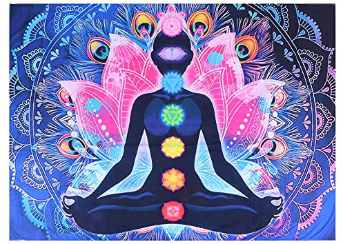 Gaeirt Sieben Chakra Wandteppich tapiz colgar mandala Yoga Meditation Böhmische Mandala Wandbehang, Indische Mandala Meditation Zen Yoga Tie Dye Wandteppich, Arazzi e tappezzeria
