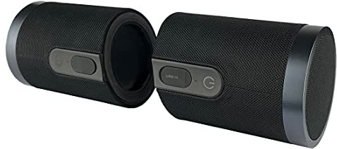 Fontastic „Pisa“ 2-in-1 Bluetooth Lautsprecher-Boxen, Mobile Musik-Box mit Mikrofon, IPX6 Portable Speaker bis zu 13h kabellos Musik hören, Tragbare Sound-Box Schwarz