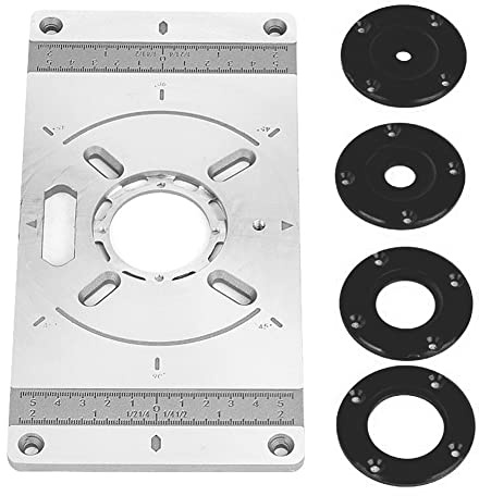 Placa Enrutador Geevorks Mesa Fresadora Placa de Inserción de Mesa de Enrutador para Fresadora Aluminio de Inserción Bancos de Carpintería Modelos de Fresas Máquina de Grabado con 4 Anillos