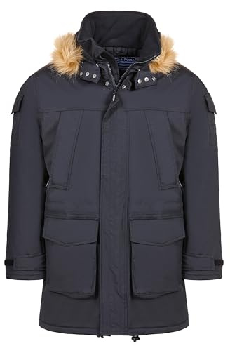 BMS® Alaska Parka Herren mit Fell-Kapuze und SoftLan Obermaterial, Wintermantel atmungsaktiv, ideale Winterjacke mit Größenregulierung, 100% wasserdicht, Oeko-Tex, strapazierfähig, langlebig