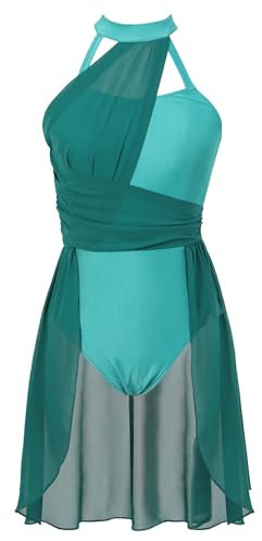 ranrann Femme Robe Danse Classique Asymétrique Robe Danse Lyrique Contemporaine Costume Latine Justaucorps Gymnastique S-XL A Vert S