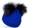 styleBREAKER Kinder Strick Bommelmütze mit 2 Kunstfellbommel und Fleece Futter, Winter Mütze, Strickmütze, 2-5 Jahre 04024203, Farbe:Royalblau