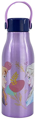 Borraccia Originale Disney Frozen in alluminio per bambini da 760 ML resistente, con manico in silicone e con il coperchio con gancio.