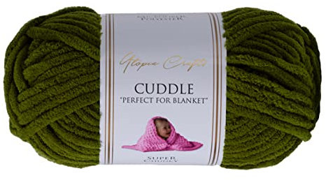 Utopia Crafts Cuddle Super Chunky Chenille-Garn zum Stricken und Häkeln, 100 g – 60 m, Olivgrün