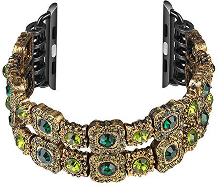 IENYU Correa de reloj para Apple Watch de 41 mm, 45 mm, 38 mm, 40 mm, 42 mm, 44 mm, correa de lujo hecha a mano por Crystal Bracelet para i-Watch Series 7, 6, 5, 4, 3, 2 SE, 42-44mm, Agate